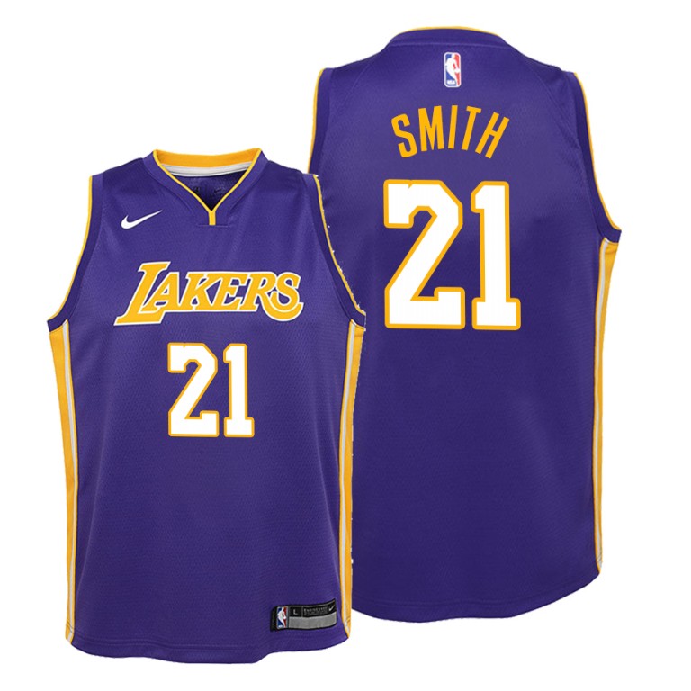 Youth Los Angeles Lakers J.R. Smith #21 NBA Statement Edition Purple Basketball Jersey JZG0783FK